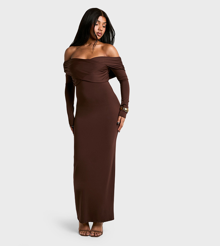 Soft Touch Twist-Bardot Maxi Dress