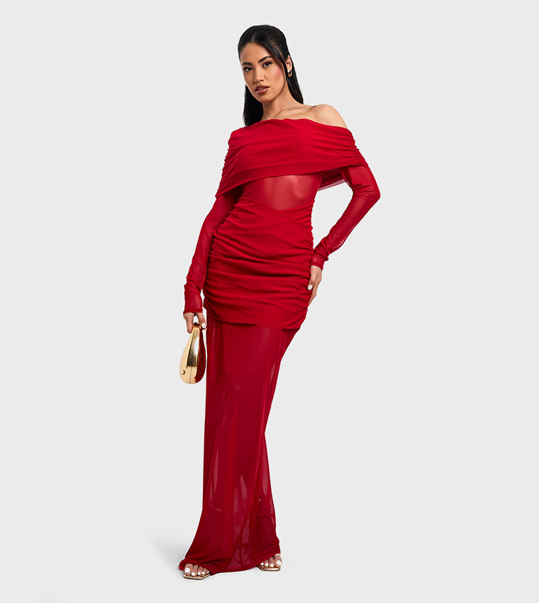 Mesh and Slinky Mix Maxi Dress