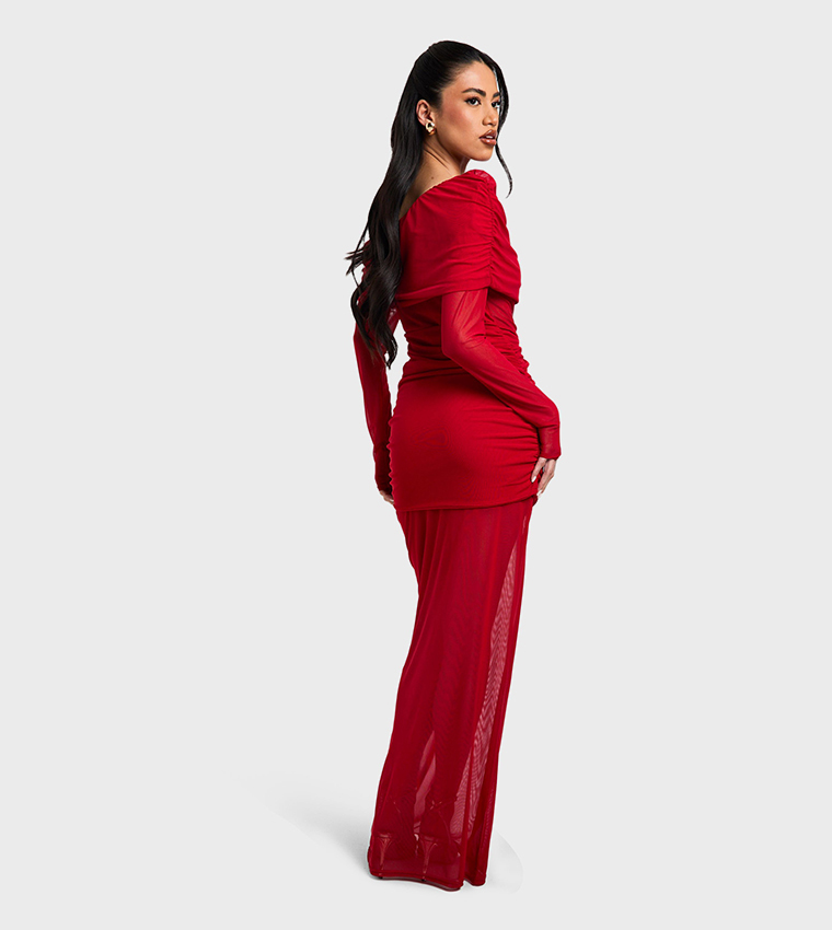 Mesh and Slinky Mix Maxi Dress