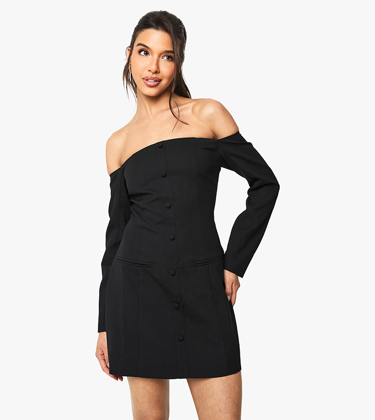 Bardot Tailored Button Down Mini Dress