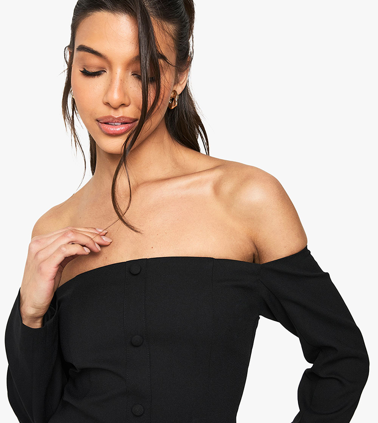 Bardot Tailored Button Down Mini Dress