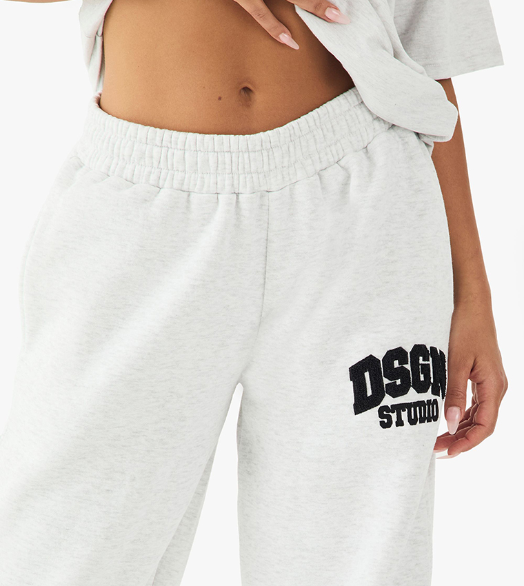 Buy Boohoo Dsgn Studio Toweling Applique Sweatpants In Grey