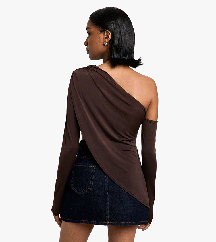 Slinky Off Shoulder Asym Hem Top