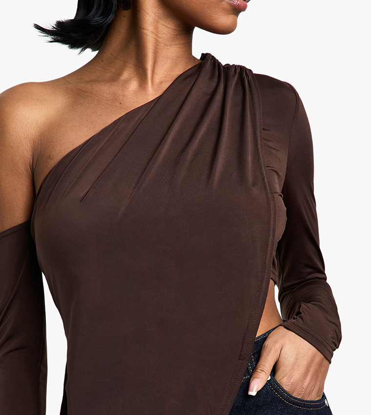 Slinky Off Shoulder Asym Hem Top