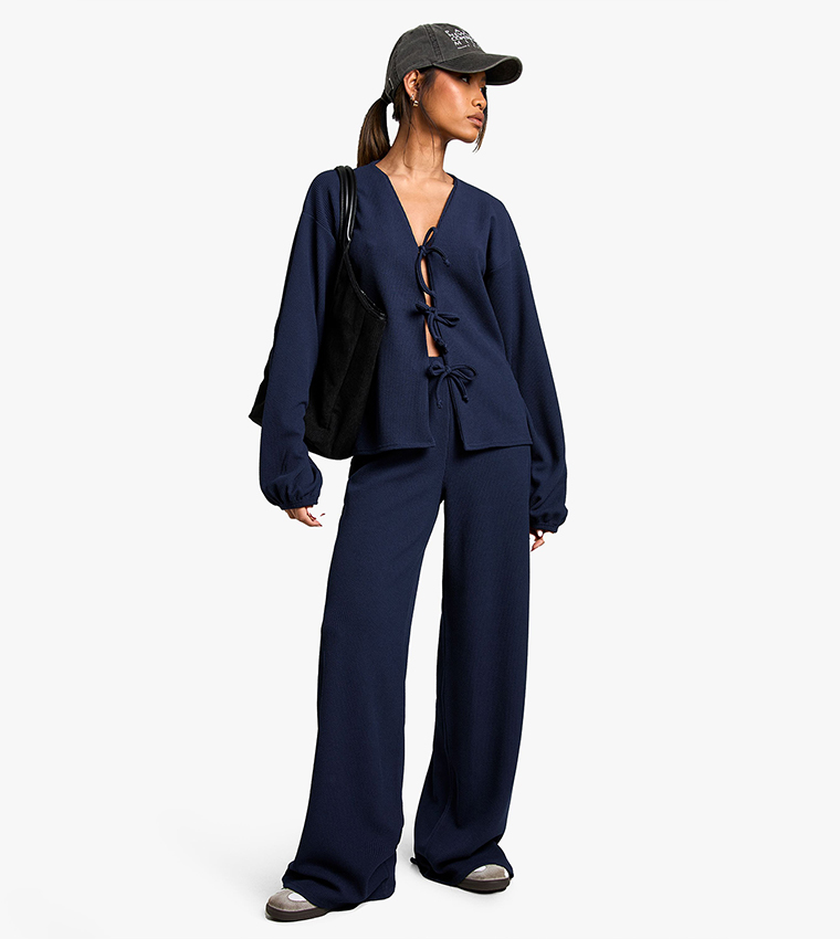 Ribbed Tie Front Co-Ord Set