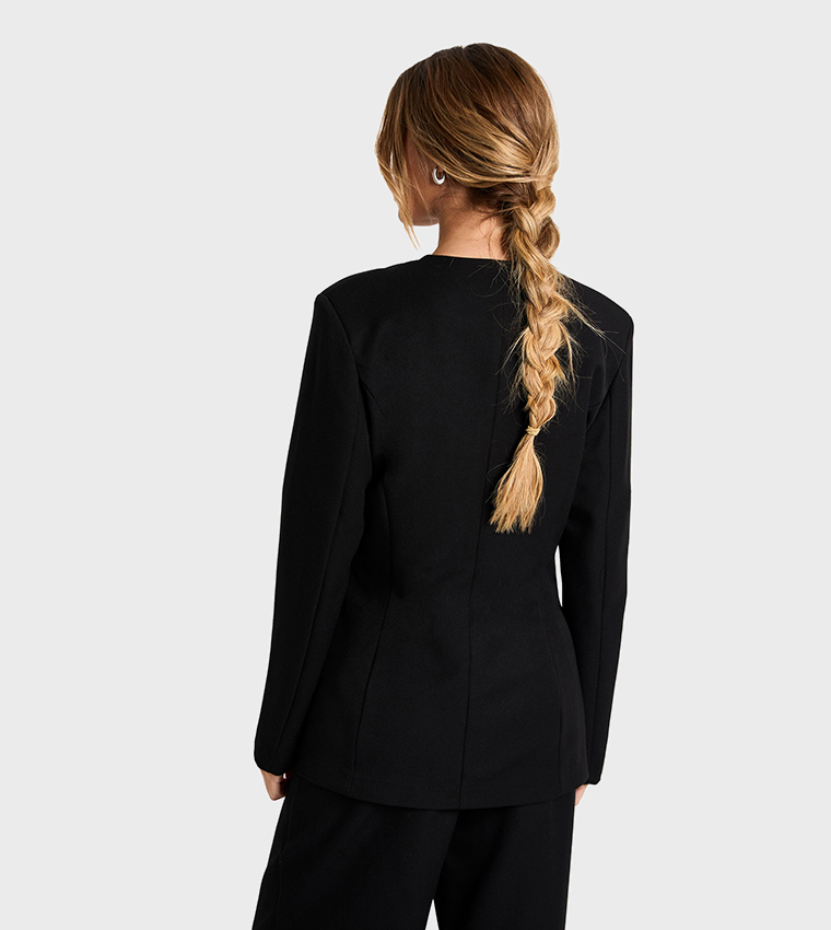 Plunge Neck Tailored Blazer
