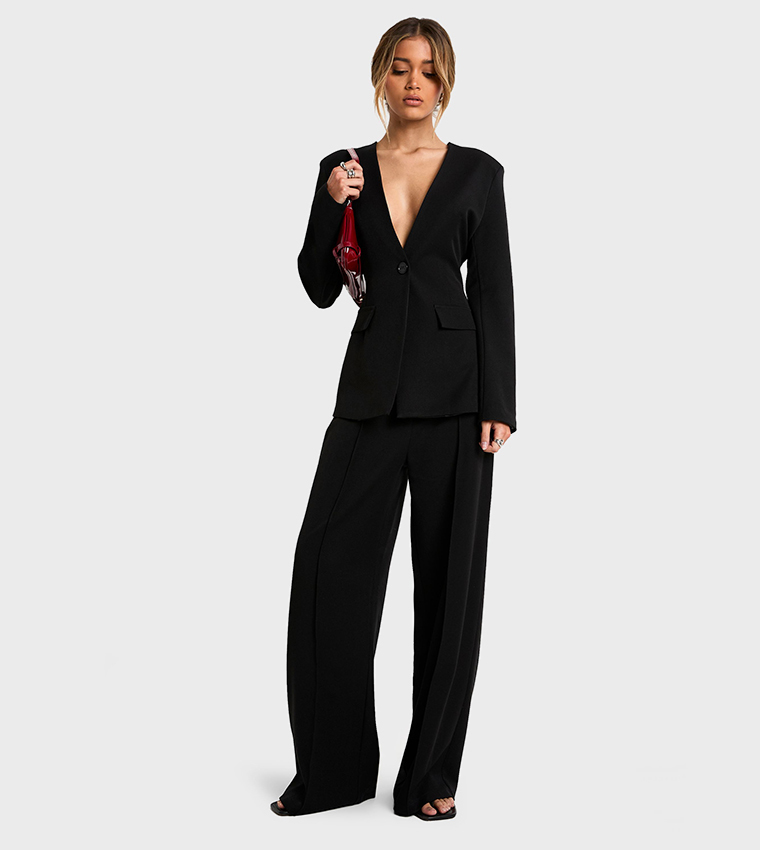 Plunge Neck Tailored Blazer