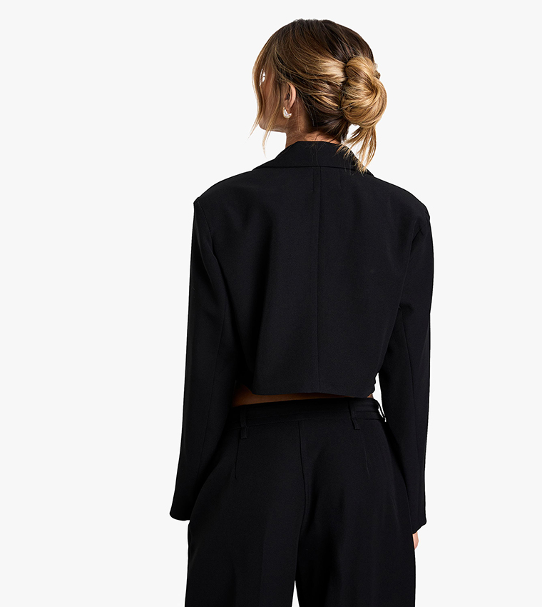 Tailored Woven Belted Cropped Blazer