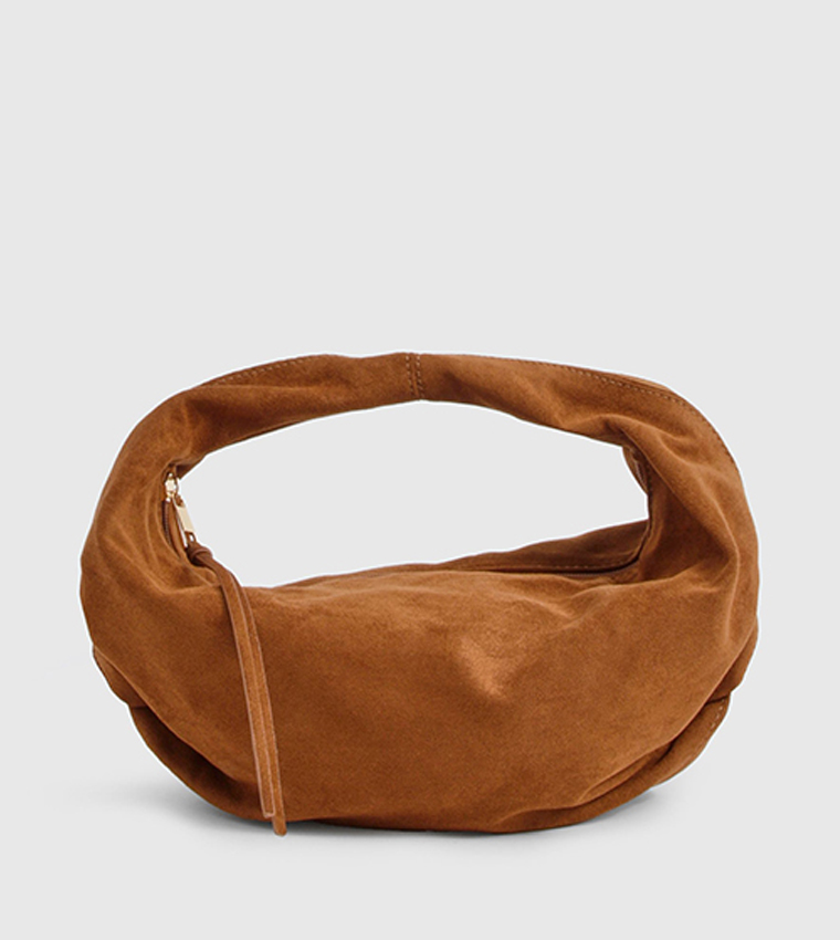 Faux Suede Slouchy Shoulder Bag