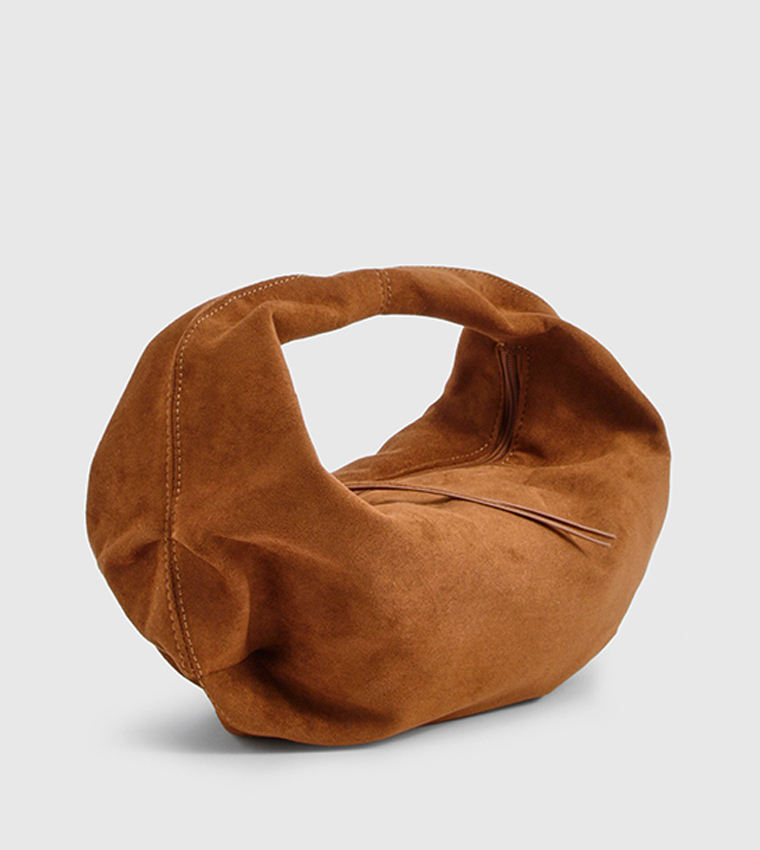 Faux Suede Slouchy Shoulder Bag