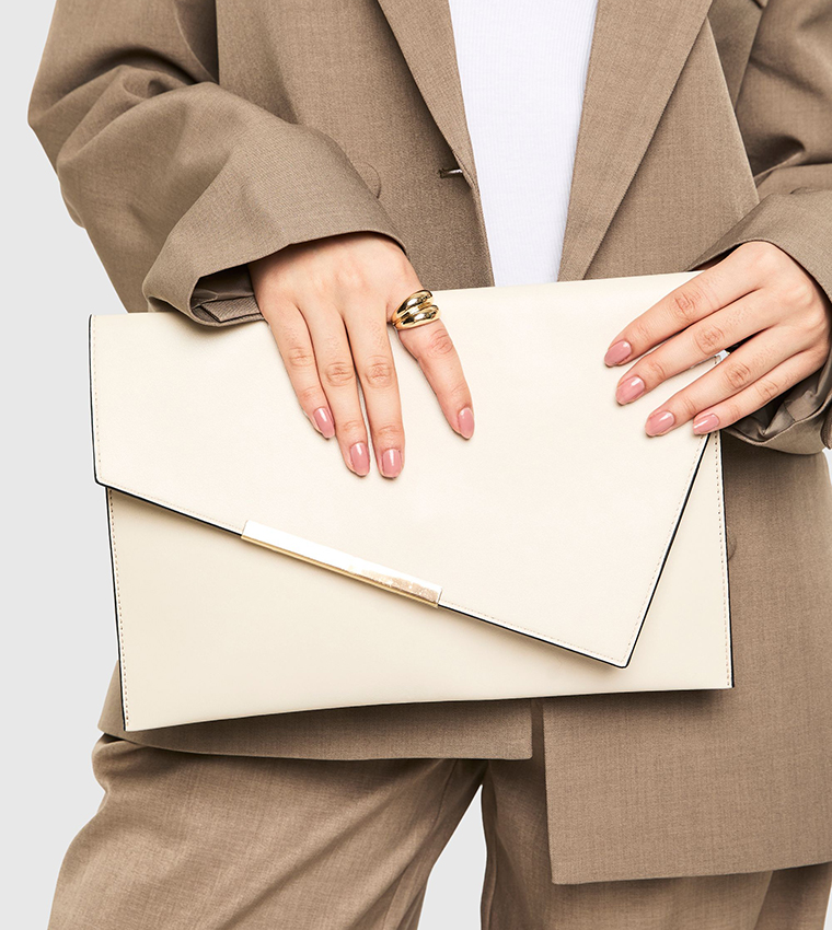 Asymmetric Fold Over Large Envelope Clutch Bag