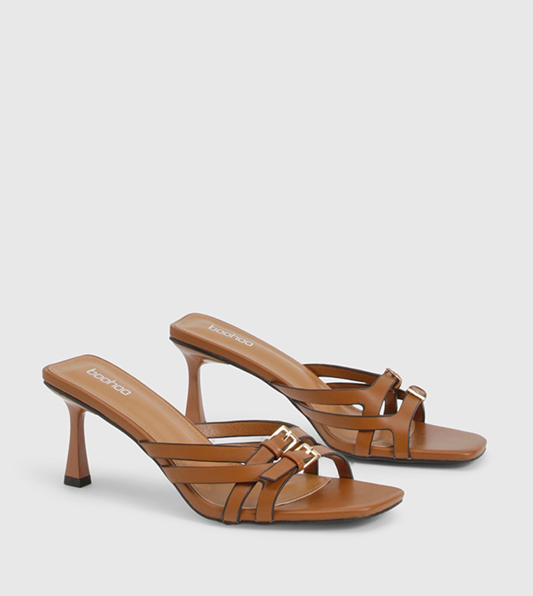 Cut Out Buckle Detail Heel Sandals