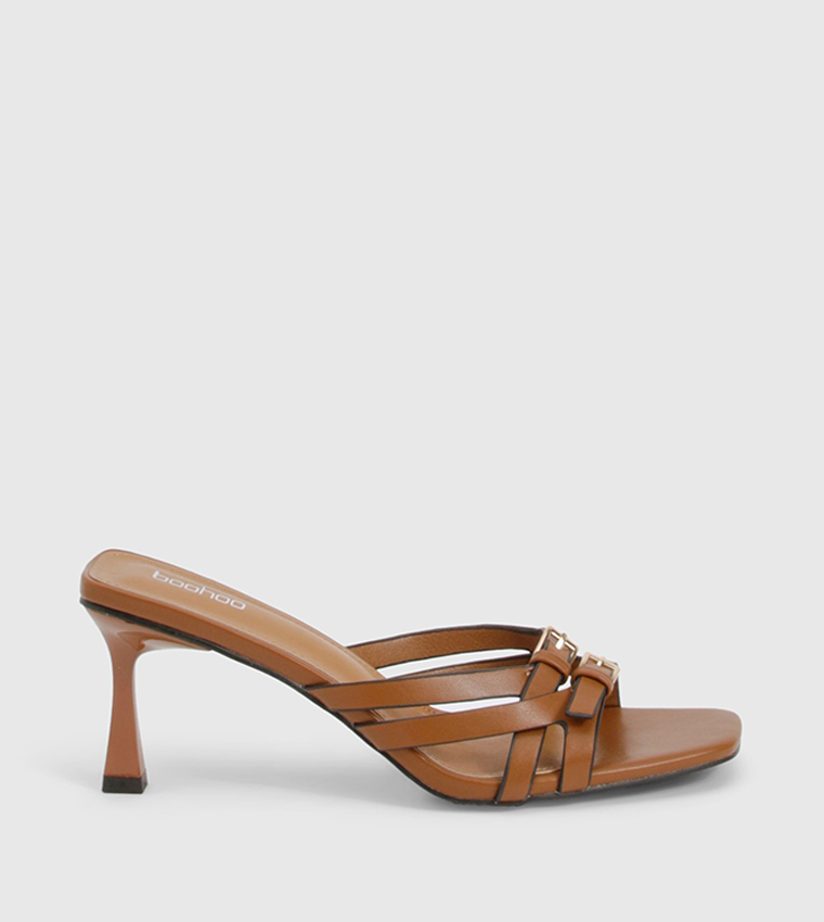 Cut Out Buckle Detail Heel Sandals