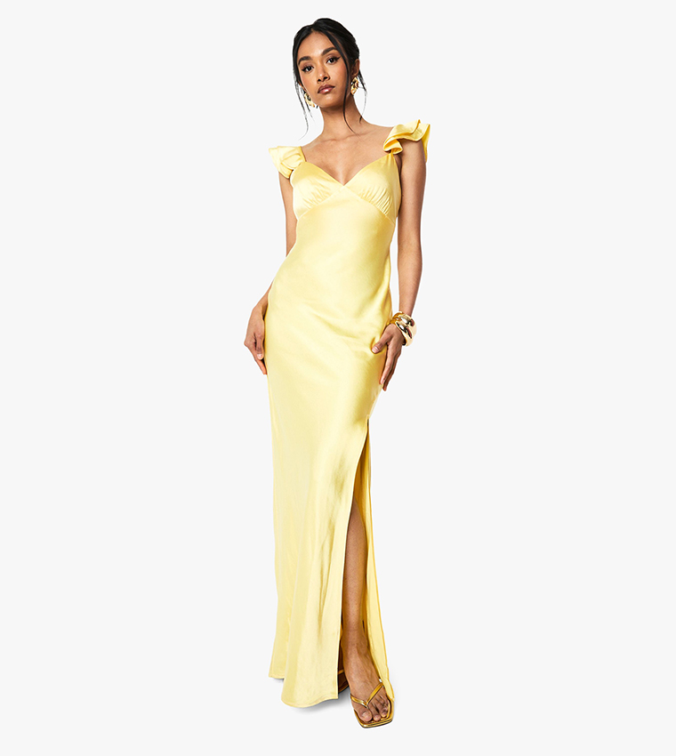 strapless open back dress Dressing Up Lemon One Shoulder Maxi Dress With Open Back Detail – Club L  London