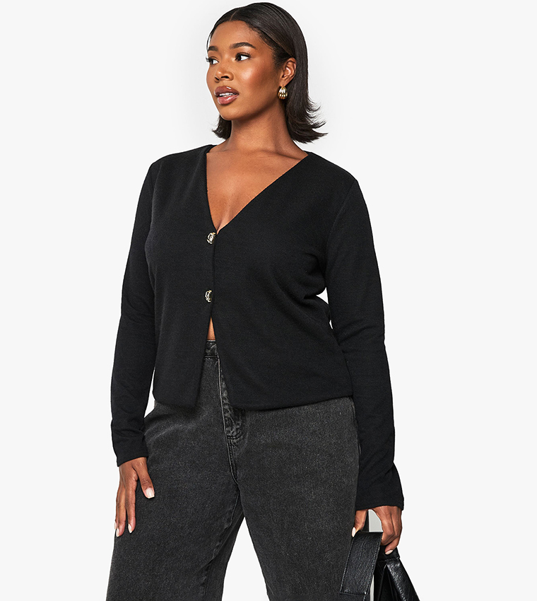 كارديغان بأزرار للمقاسات الكبيرة 