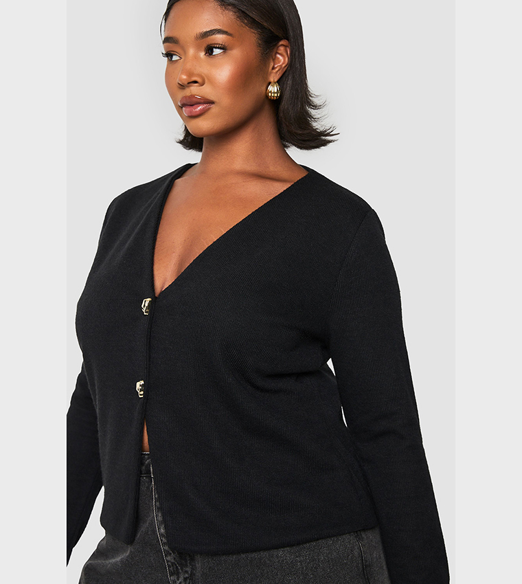 كارديغان بأزرار للمقاسات الكبيرة 