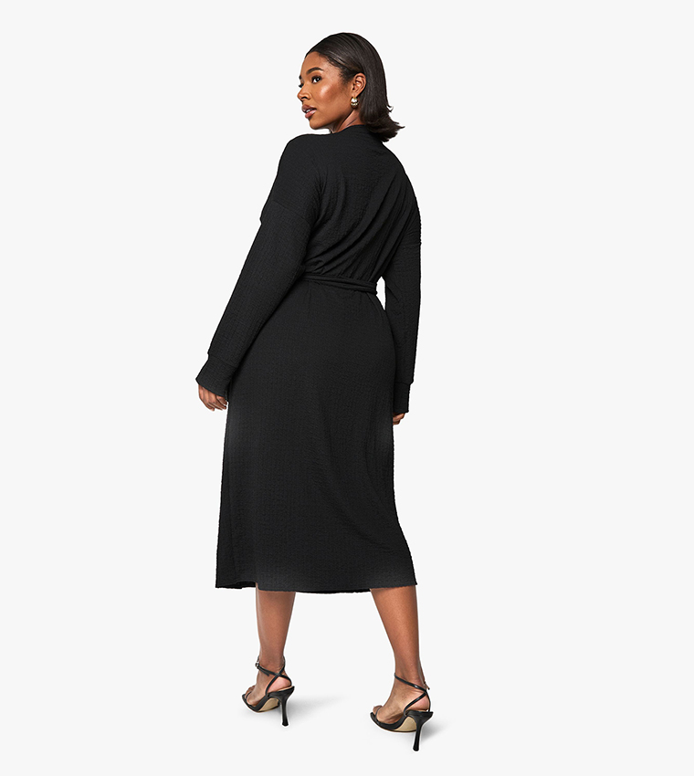 Curve Textured Wrap Midaxi Dress