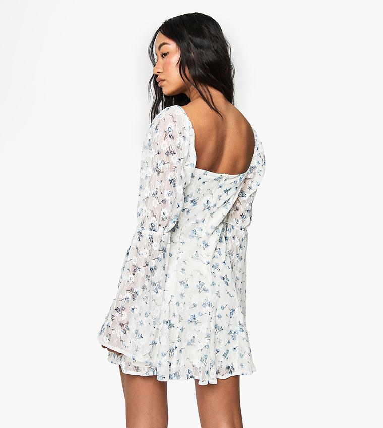 Floral Square Neck Mini Dress
