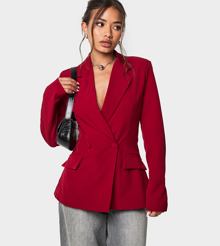 Plunge Fitted Long Sleeves Blazer