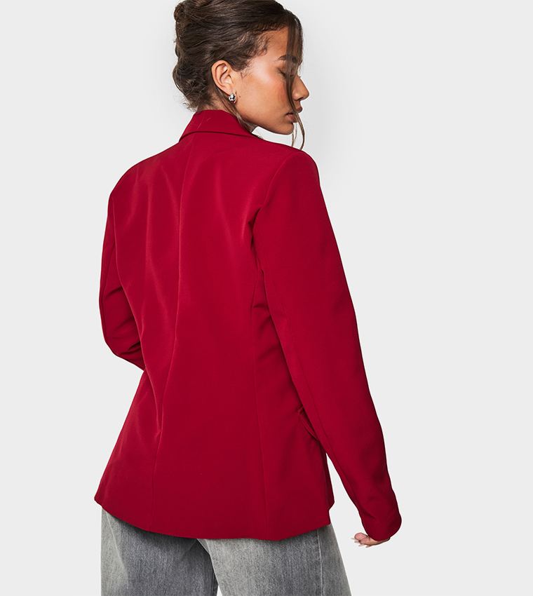 Plunge Fitted Long Sleeves Blazer