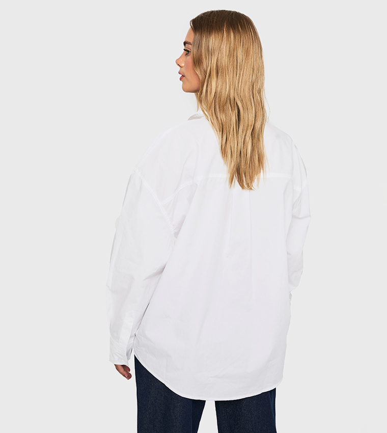 Cotton Poplin Oversized Longline Shirt
