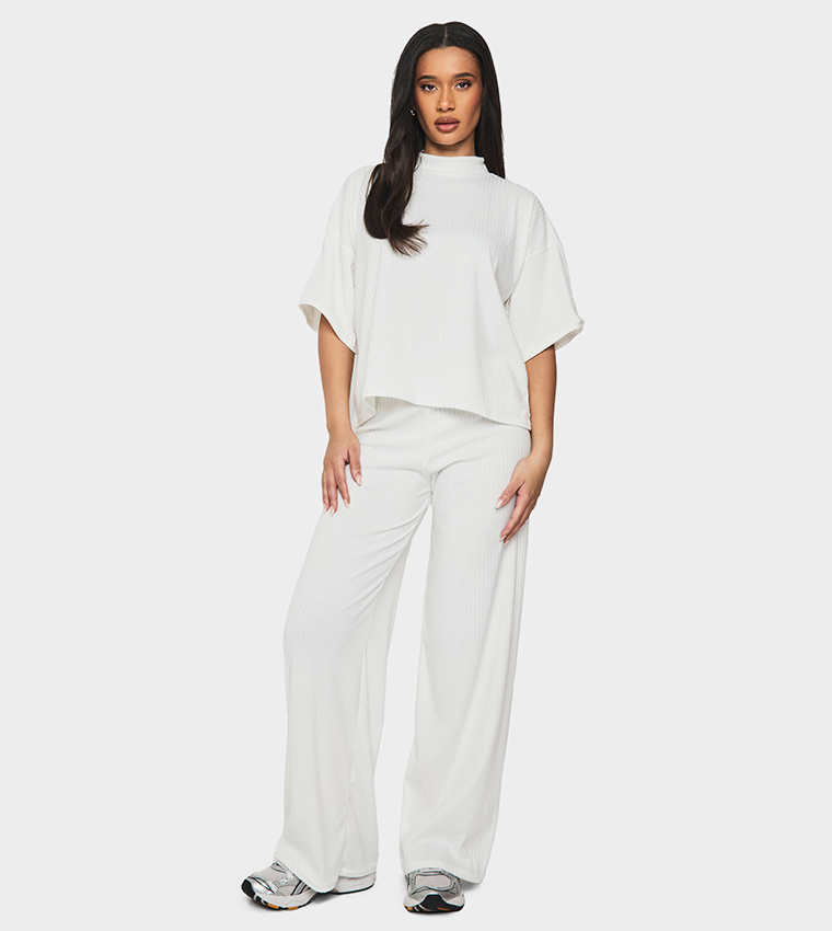 Rib Oversized Short Sleeves Co-Ord Set