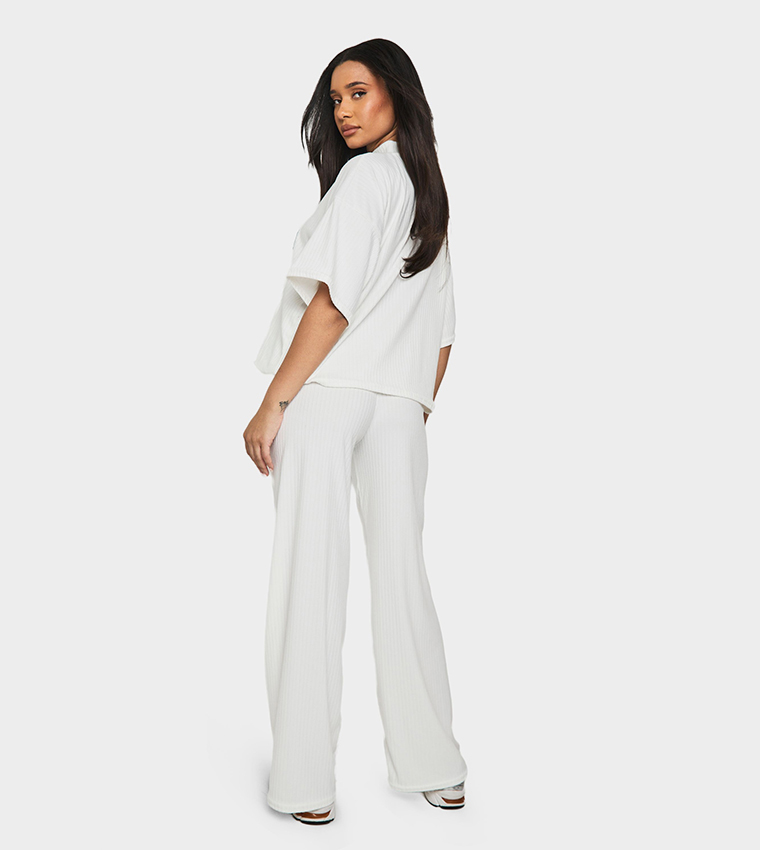 Rib Oversized Short Sleeves Co-Ord Set