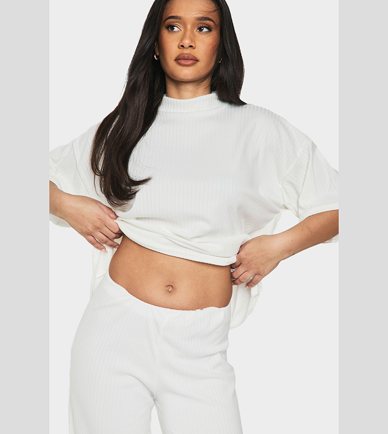 Rib Oversized Short Sleeves Co-Ord Set