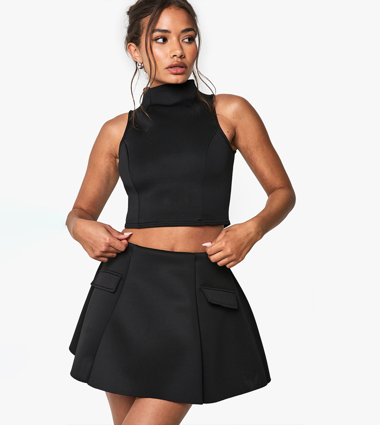Scuba High Neck Crop Top