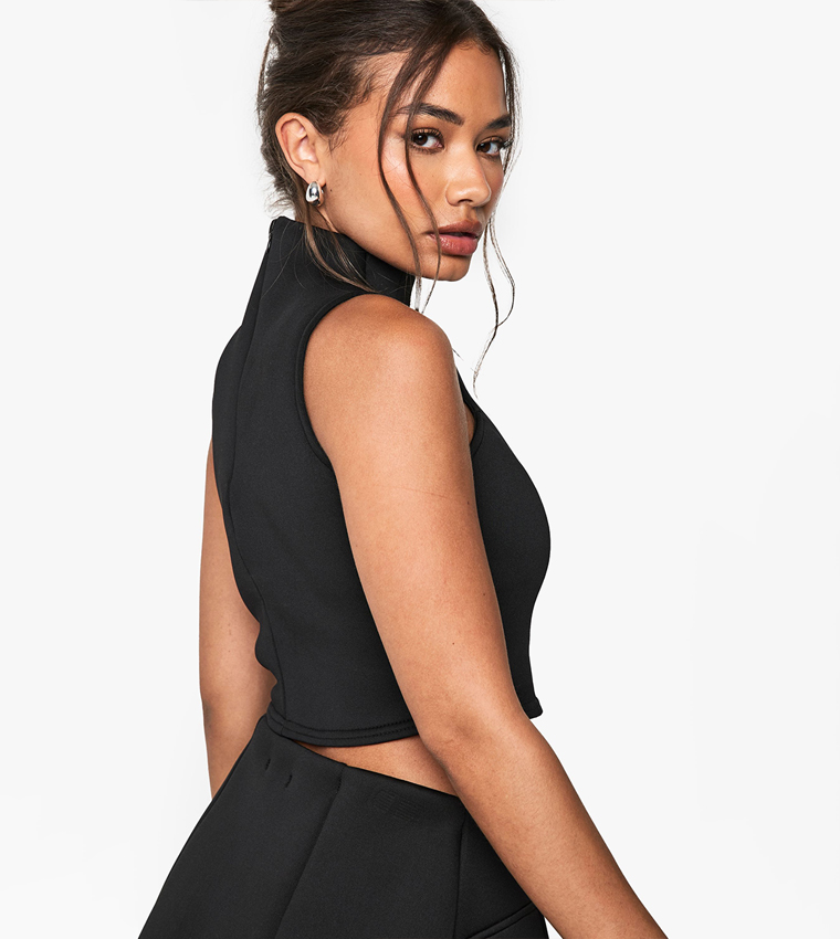 Scuba High Neck Crop Top