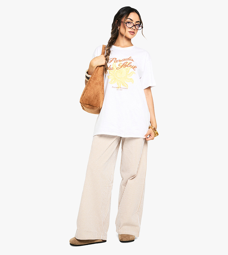 Pinstriped Wide Leg Trousers