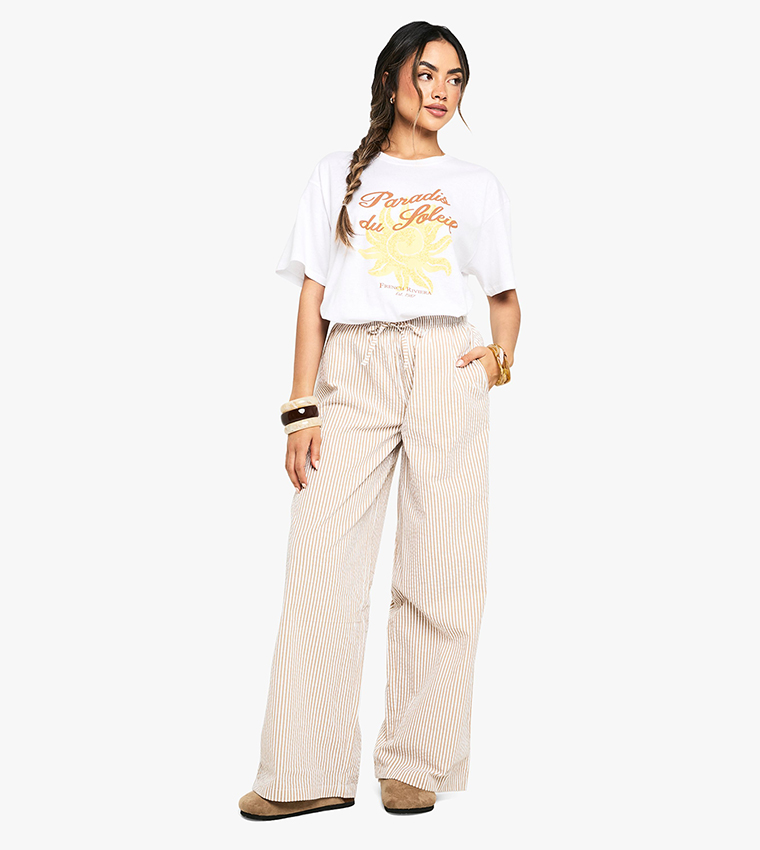 Pinstriped Wide Leg Trousers