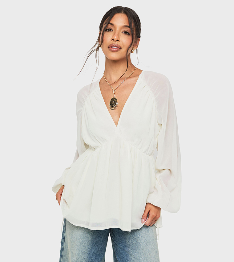 Chiffon Puff Sleeves Top