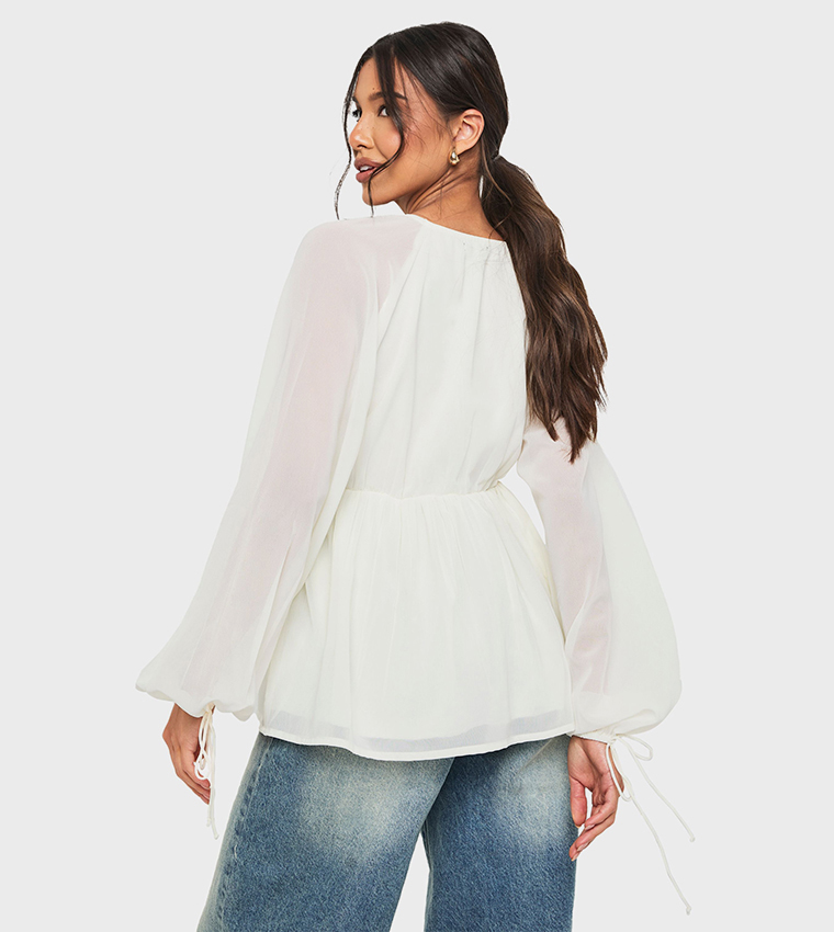 Chiffon Puff Sleeves Top