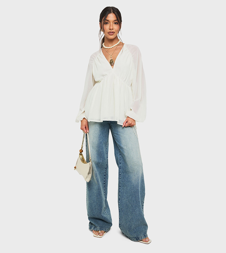 Chiffon Puff Sleeves Top