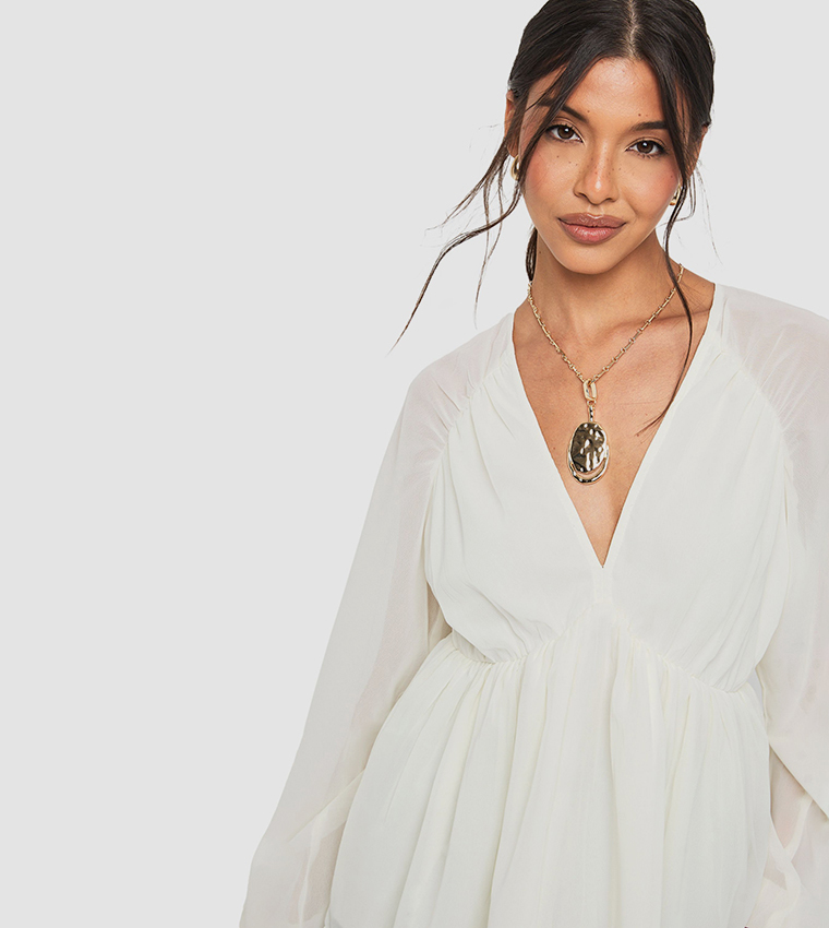 Chiffon Puff Sleeves Top