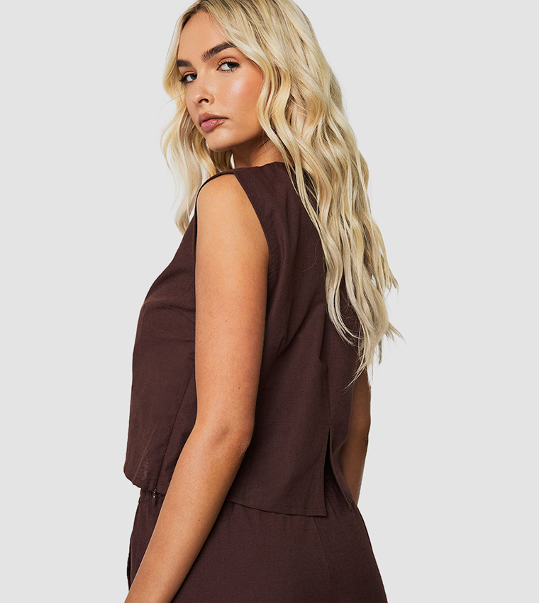 Linen Boxy Crop Top