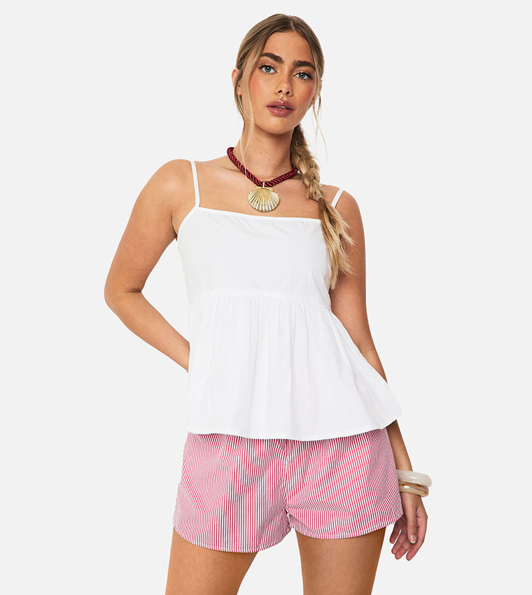 Solid Peplum Cami Top