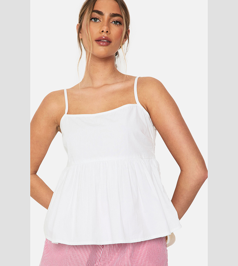 Solid Peplum Cami Top