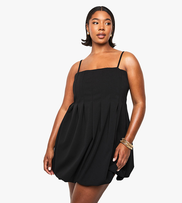 Curve Panelled Puffball Mini Dress