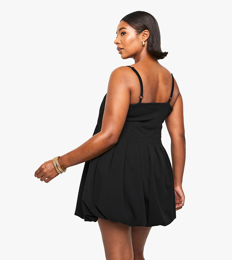 Curve Panelled Puffball Mini Dress