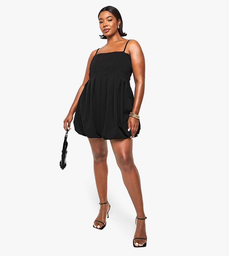 Curve Panelled Puffball Mini Dress