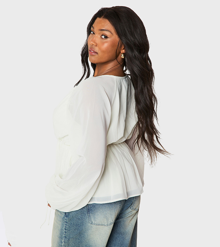 Curve Chiffon Volume Sleeves Top