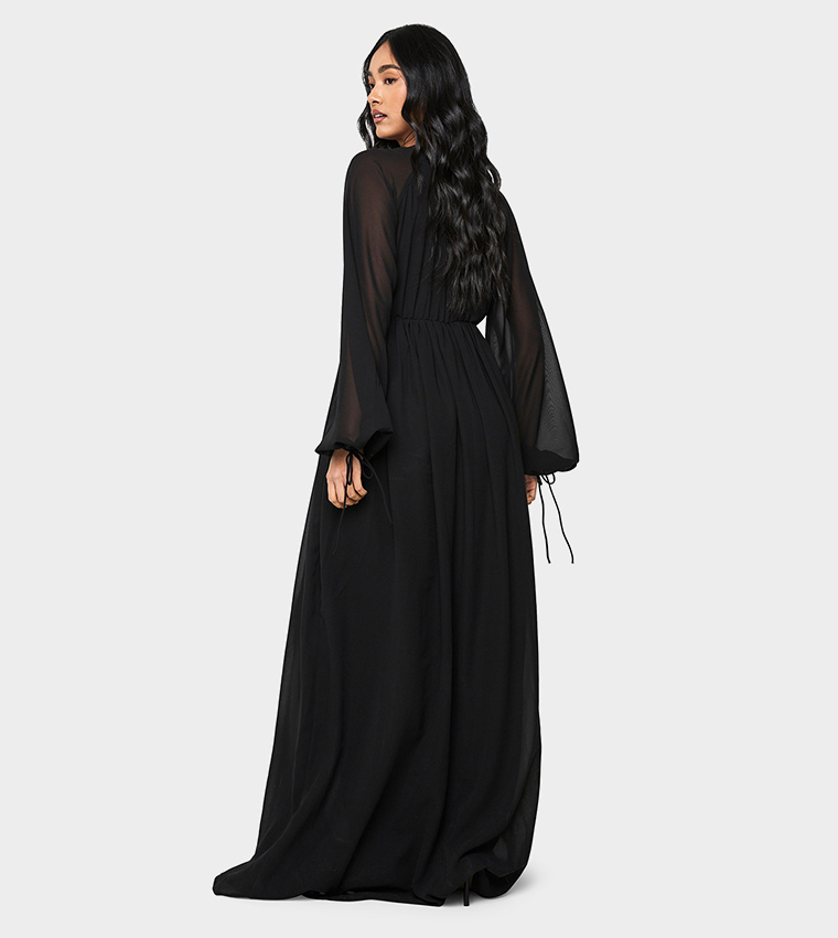 Tall Chiffon V-Neck Ruched Maxi Dress