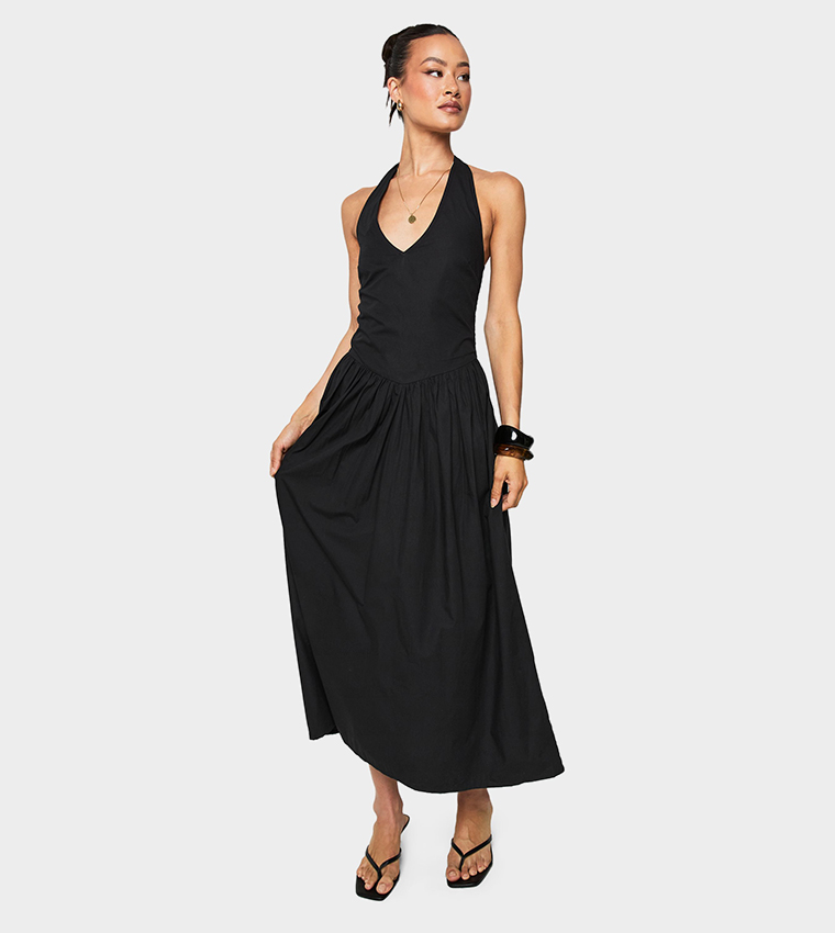Tall Cotton Poplin Halterneck Midaxi Dress