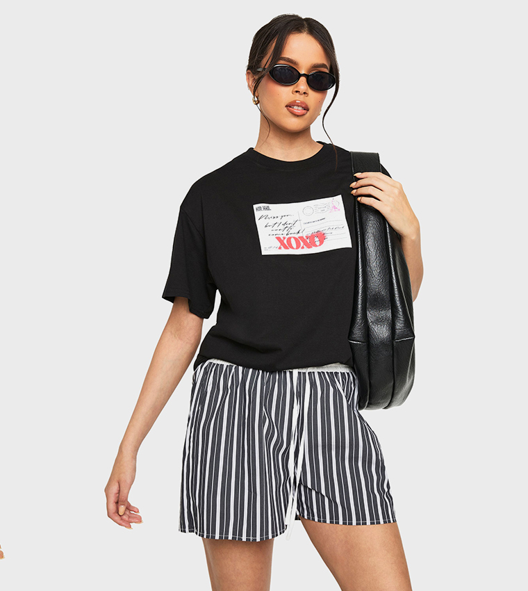 Postcard Graphic Oversized Printed T-Shirt