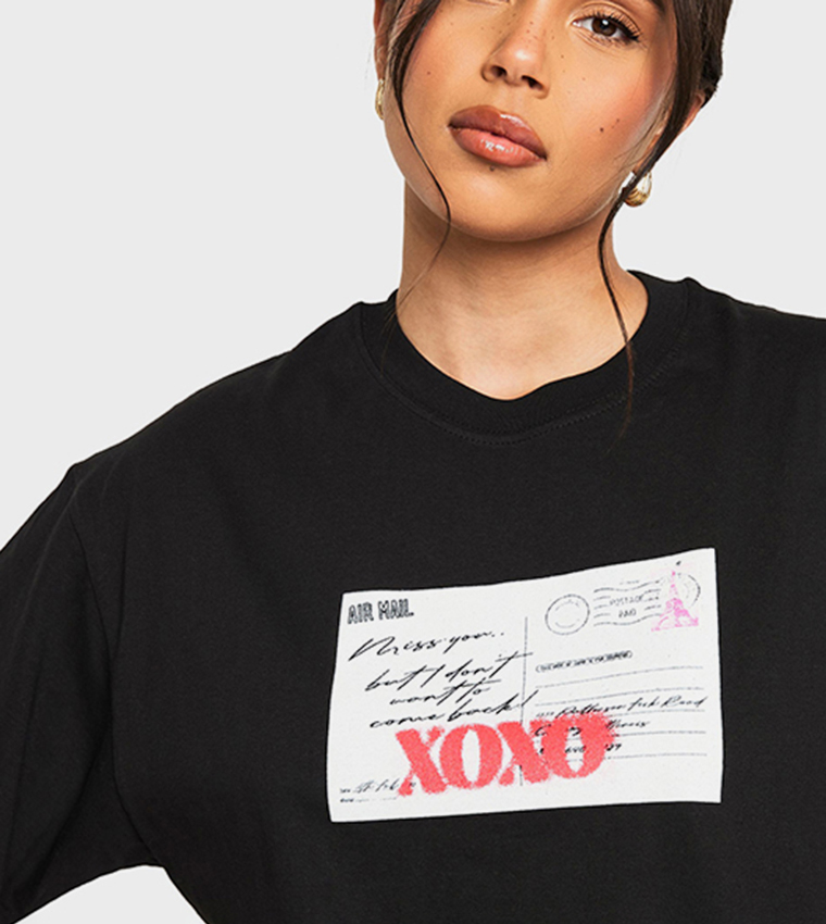 Postcard Graphic Oversized Printed T-Shirt