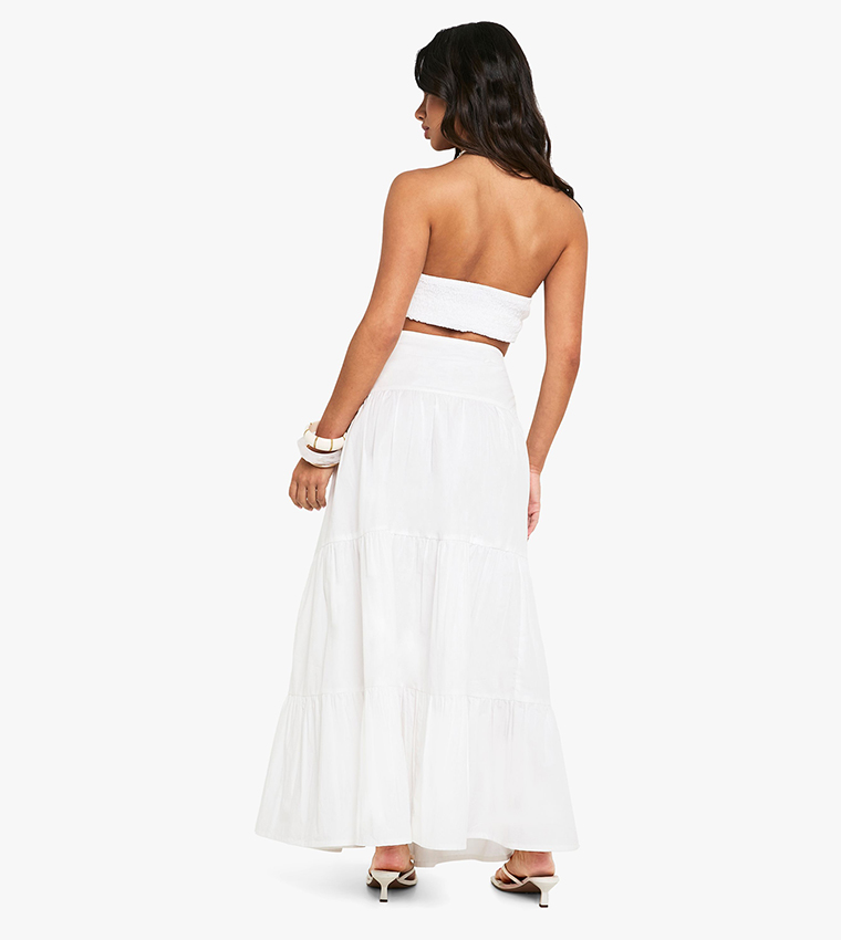 Petite Cotton Poplin Tiered Maxi Skirt