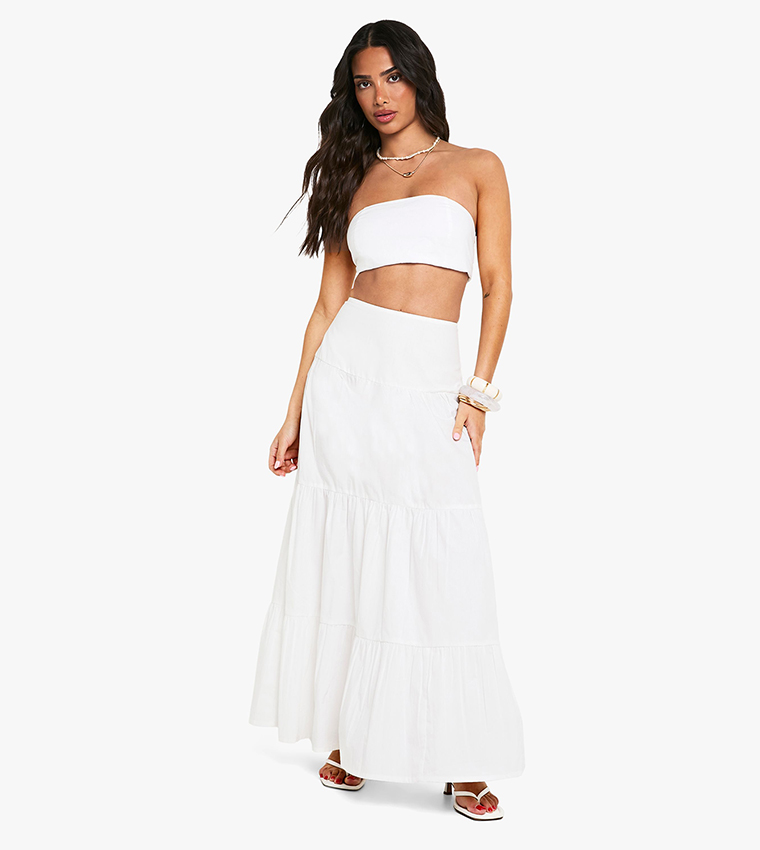 Petite Cotton Poplin Tiered Maxi Skirt
