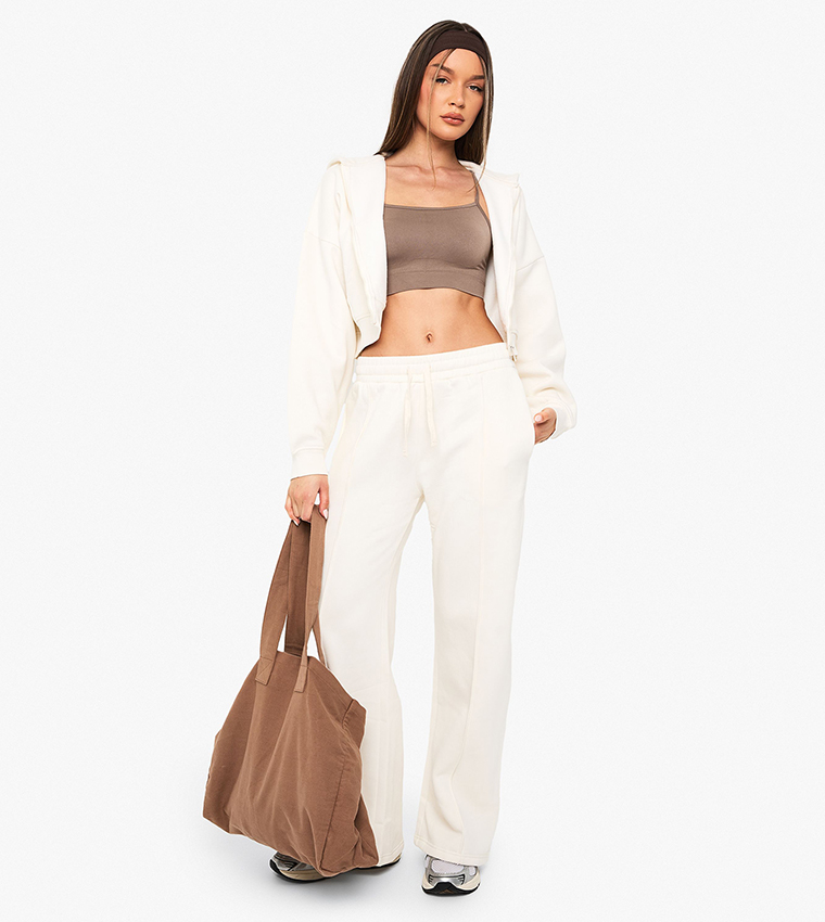 Zippered Long Sleeves Crop Hooded Jacket